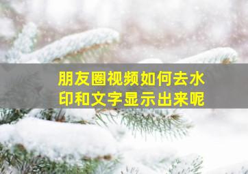 朋友圈视频如何去水印和文字显示出来呢