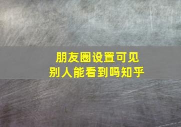 朋友圈设置可见别人能看到吗知乎