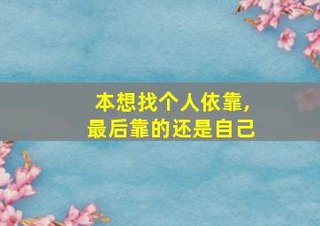 本想找个人依靠,最后靠的还是自己