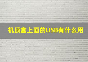 机顶盒上面的USB有什么用