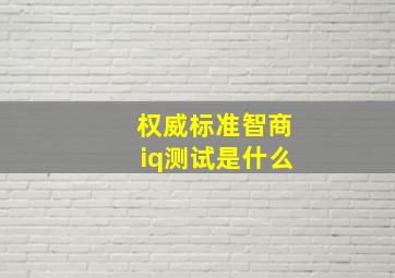 权威标准智商iq测试是什么