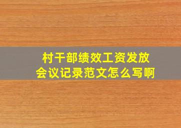 村干部绩效工资发放会议记录范文怎么写啊