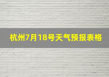 杭州7月18号天气预报表格