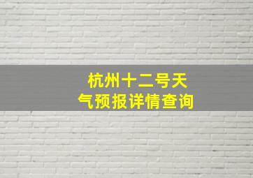 杭州十二号天气预报详情查询