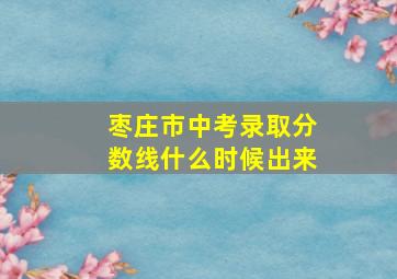 枣庄市中考录取分数线什么时候出来