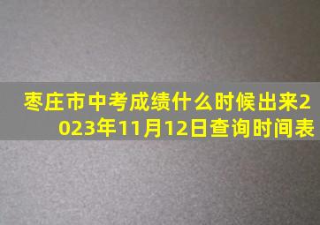 枣庄市中考成绩什么时候出来2023年11月12日查询时间表