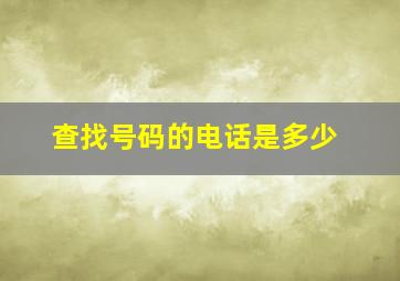 查找号码的电话是多少