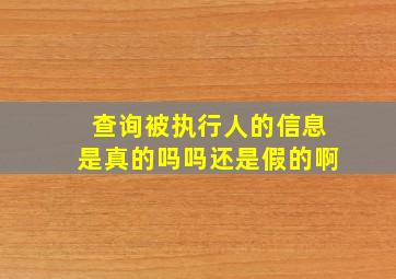 查询被执行人的信息是真的吗吗还是假的啊