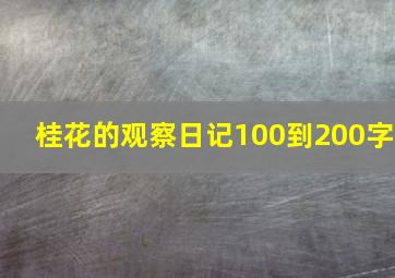 桂花的观察日记100到200字