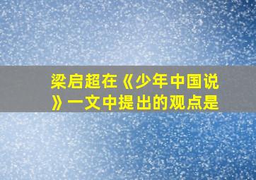 梁启超在《少年中国说》一文中提出的观点是