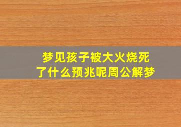 梦见孩子被大火烧死了什么预兆呢周公解梦