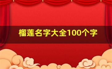 榴莲名字大全100个字