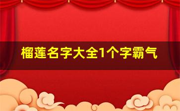 榴莲名字大全1个字霸气