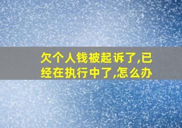 欠个人钱被起诉了,已经在执行中了,怎么办