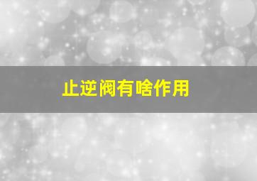 止逆阀有啥作用