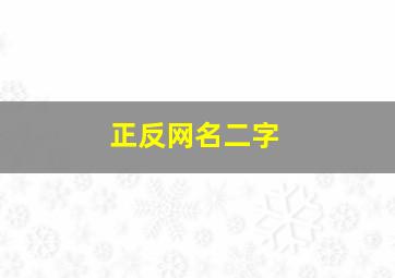 正反网名二字