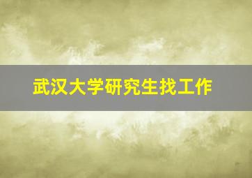 武汉大学研究生找工作