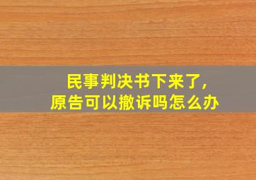 民事判决书下来了,原告可以撤诉吗怎么办