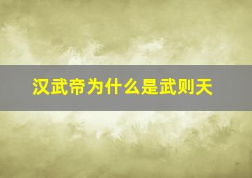 汉武帝为什么是武则天