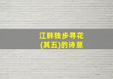 江畔独步寻花(其五)的诗意