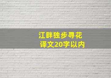 江畔独步寻花译文20字以内