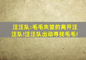 汪汪队:毛毛失望的离开汪汪队!汪汪队出动寻找毛毛!