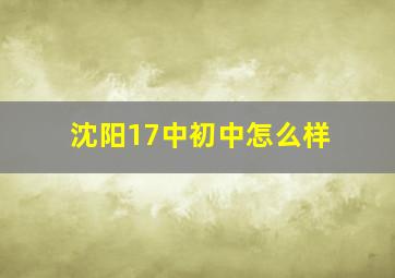 沈阳17中初中怎么样