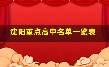 沈阳重点高中名单一览表