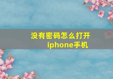 没有密码怎么打开iphone手机