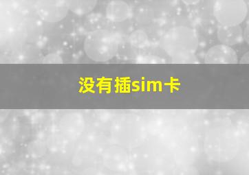 没有插sim卡