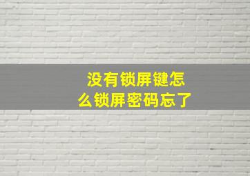 没有锁屏键怎么锁屏密码忘了