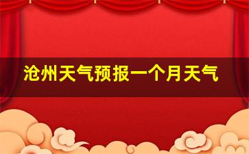 沧州天气预报一个月天气