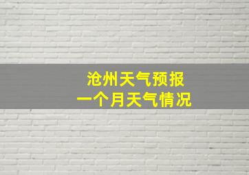 沧州天气预报一个月天气情况