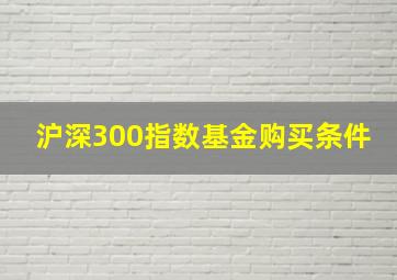 沪深300指数基金购买条件