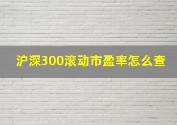 沪深300滚动市盈率怎么查