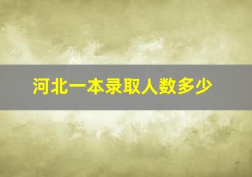 河北一本录取人数多少