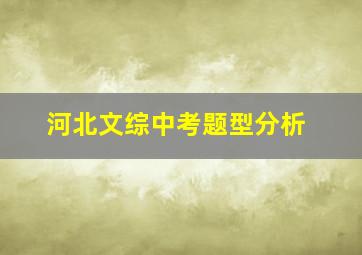 河北文综中考题型分析