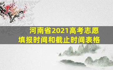 河南省2021高考志愿填报时间和截止时间表格