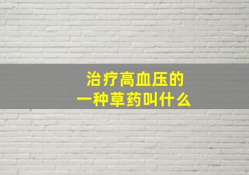 治疗高血压的一种草药叫什么