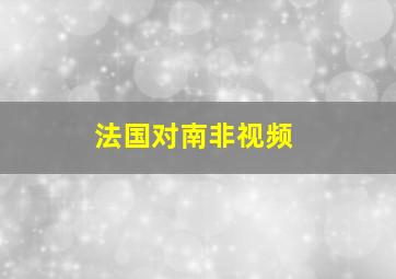 法国对南非视频