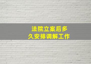 法院立案后多久安排调解工作