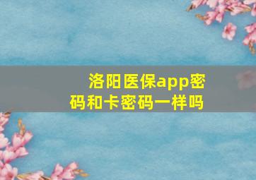 洛阳医保app密码和卡密码一样吗