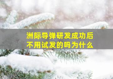 洲际导弹研发成功后不用试发的吗为什么