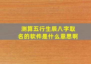 测算五行生辰八字取名的软件是什么意思啊