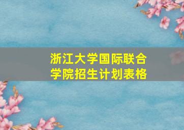 浙江大学国际联合学院招生计划表格