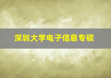 深圳大学电子信息专硕