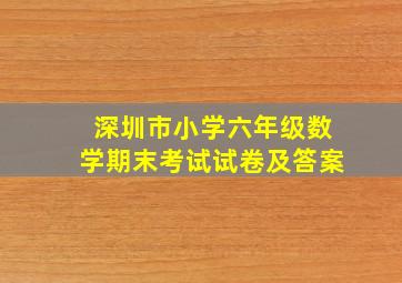 深圳市小学六年级数学期末考试试卷及答案