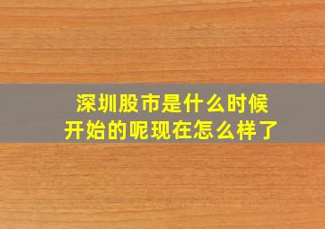 深圳股市是什么时候开始的呢现在怎么样了