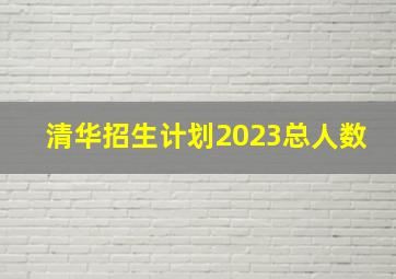 清华招生计划2023总人数