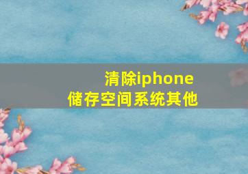 清除iphone储存空间系统其他